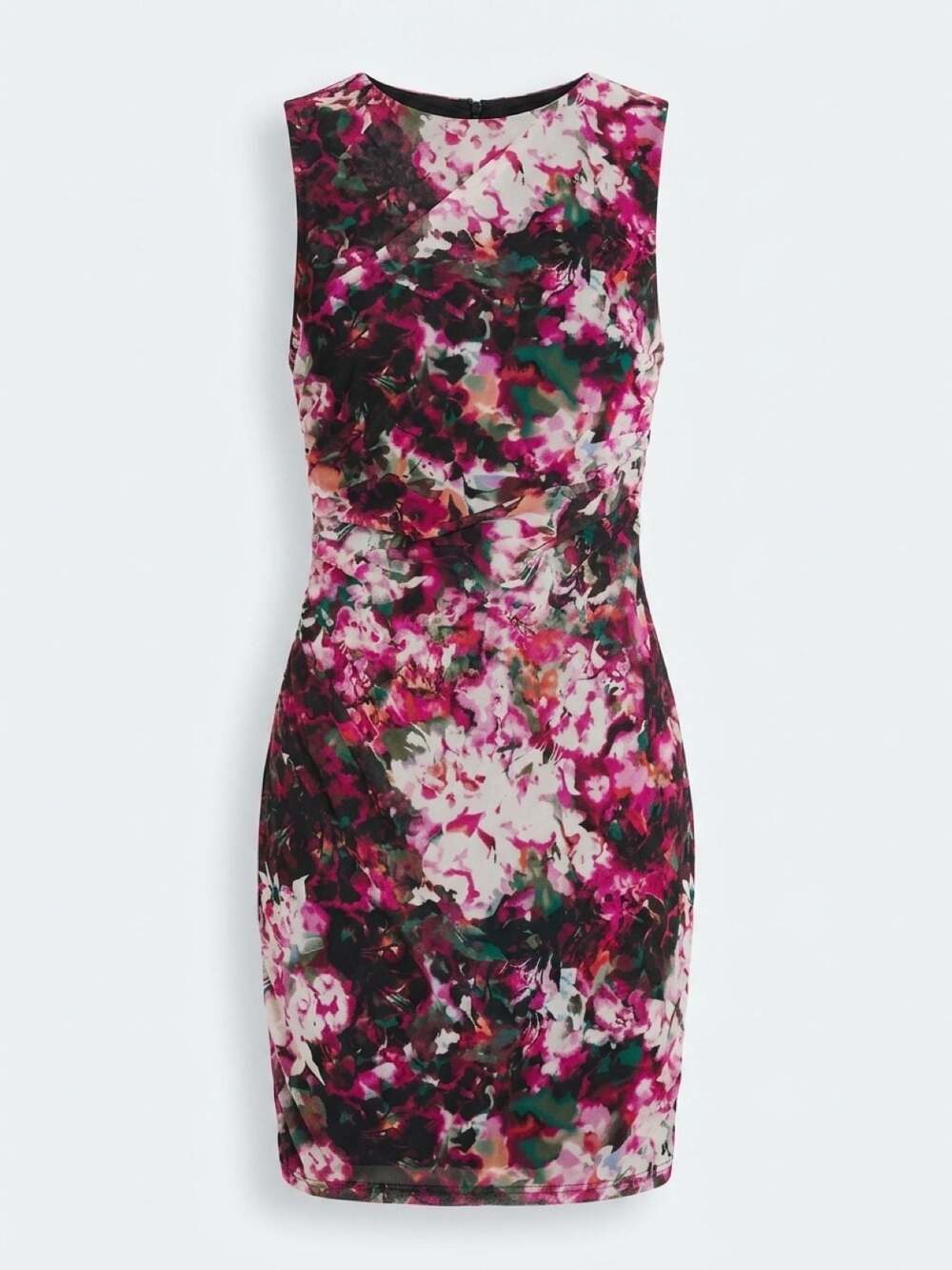 Abercrombie & Fitch Floral Mesh Ruched Sleeveless Midi Dress